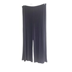 Chicos Travelers Gray Wide Leg Pants Slinky Knit Elastic Waist Size 2 Large